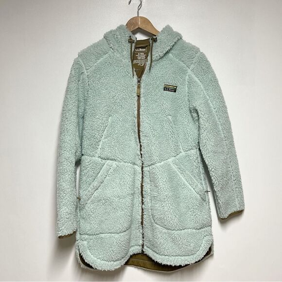 L.L. Bean Women's Mountain Pile Fleece Coat Light Aqua Blue Size M - Picture 3 of 7